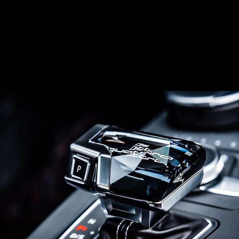 Genuine Leather Crystal Automatic Gear Shift Knob Lever Car Shifters Assembly 3D Gradient Touch LED Light For Audi S5 - RS Quattro