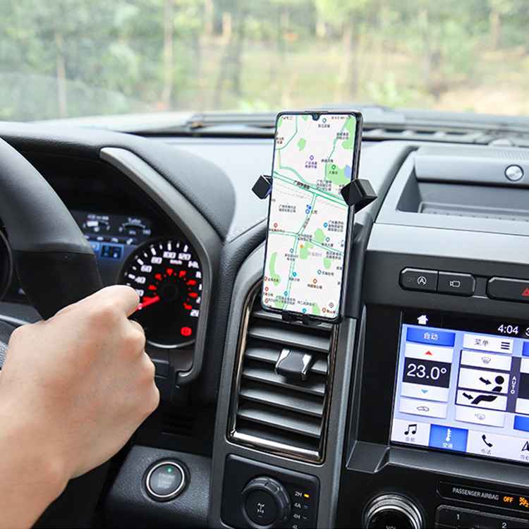 Gravity Metal T-shaped Car Mobile Phone Holder Air Outlet Automobile Bracket Vent Mount Clip Stand GPS For Ford F-150 - Black