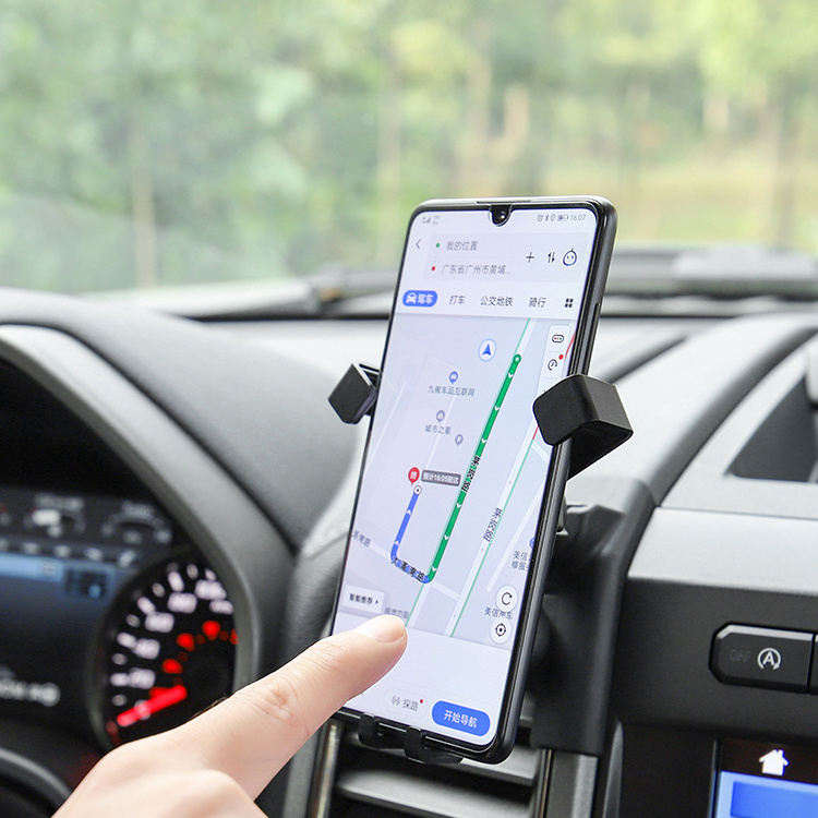 Gravity Metal T-shaped Car Mobile Phone Holder Air Outlet Automobile Bracket Vent Mount Clip Stand GPS For Ford F-150 - Black