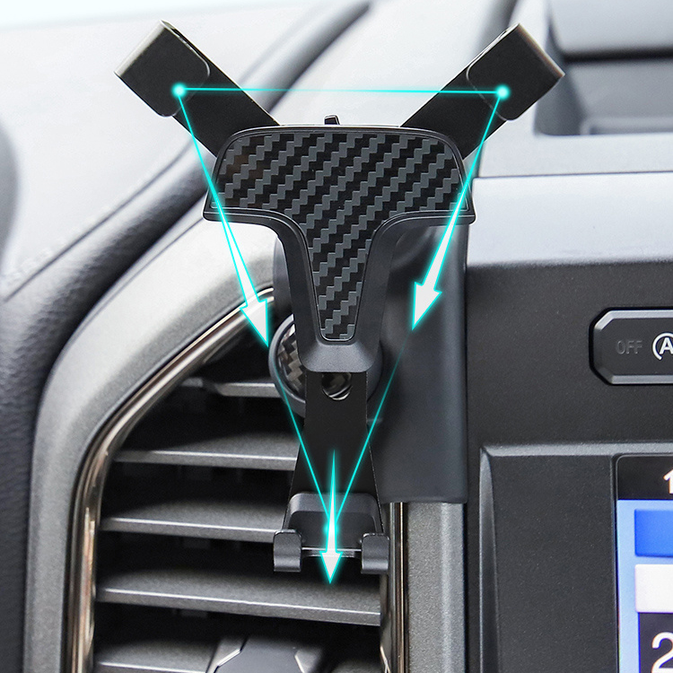 Gravity Metal T-shaped Car Mobile Phone Holder Air Outlet Automobile Bracket Vent Mount Clip Stand GPS For Ford F-150 - Black