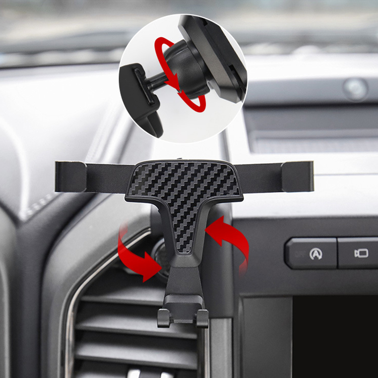 Gravity Metal T-shaped Car Mobile Phone Holder Air Outlet Automobile Bracket Vent Mount Clip Stand GPS For Ford F-150 - Black