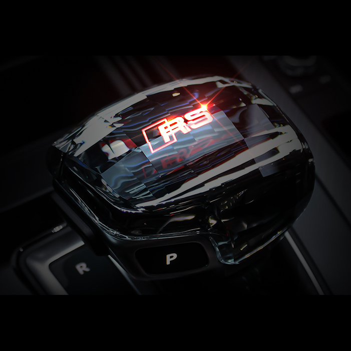 Luxury Crystal Automatic Gear Shift Knob Car Shifters 7 Color 3D Gradient Touch LED Light For Audi A5 - RS Logo