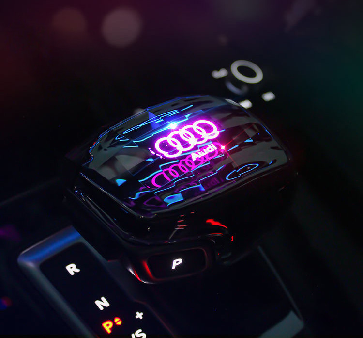 Luxury Crystal Automatic Gear Shift Knob Car Shifters 7 Color 3D Gradient Touch LED Light For Audi A8 A8L - Audi Logo