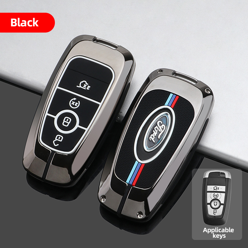 Metal Auto Zinc Alloy Automobile Key Bags Protect Men Truck Key Covers For Ford F-150 - Black