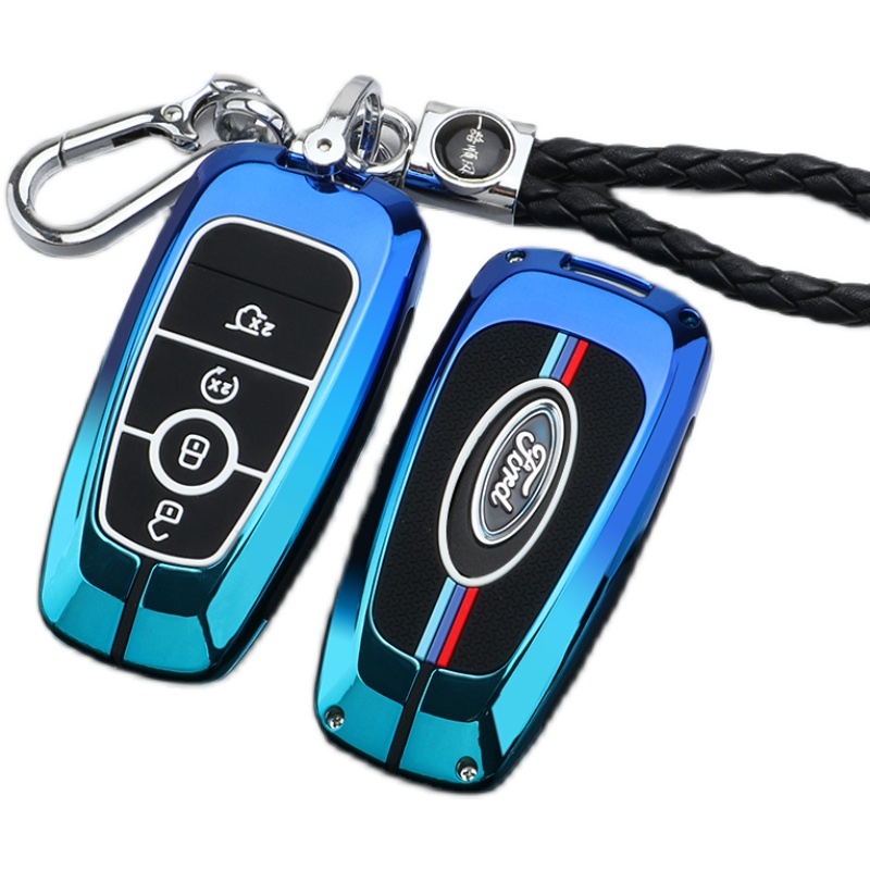 Metal Auto Zinc Alloy Automobile Key Bags Protect Men Truck Key Covers For Ford F-150 - Blue