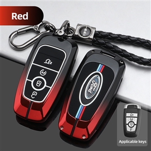 Metal Auto Zinc Alloy Automobile Key Bags Protect Men Truck Key Covers For Ford F-150 - Red + Woven keychain