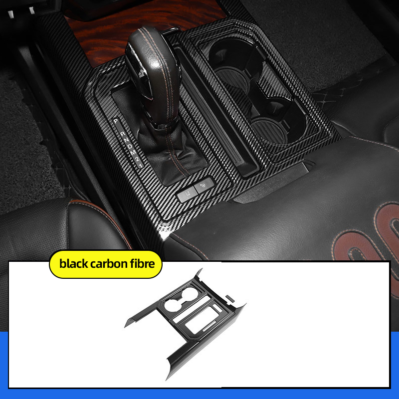 Original ABS Automobile Console Gear Shift Knob Box Panel Cover Car Shifters Decor For Ford F-150 - Black Carbon Fiber