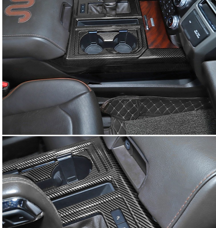 Original ABS Automobile Console Gear Shift Knob Box Panel Cover Car Shifters Decor For Ford F-150 - Black Carbon Fiber