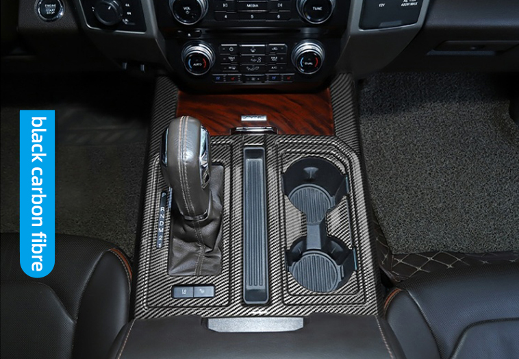 Original ABS Automobile Console Gear Shift Knob Box Panel Cover Car Shifters Decor For Ford F-150 - Black Carbon Fiber