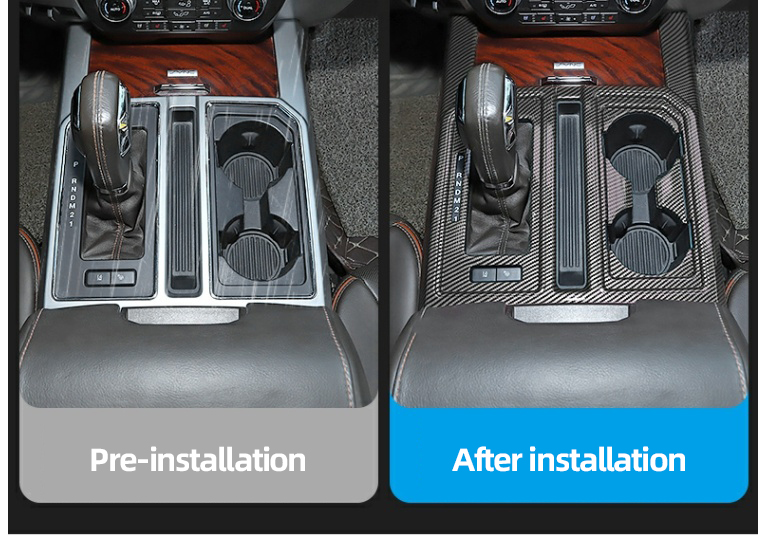 Original ABS Automobile Console Gear Shift Knob Box Panel Cover Car Shifters Decor For Ford F-150 - Black Carbon Fiber