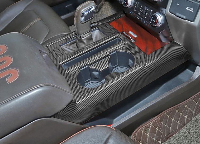 Original ABS Automobile Console Gear Shift Knob Box Panel Cover Car Shifters Decor For Ford F-150 - Black Carbon Fiber