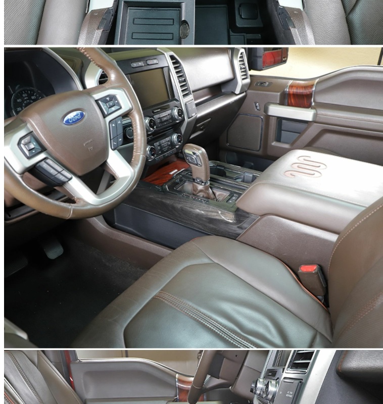 Original ABS Automobile Console Gear Shift Knob Box Panel Cover Car Shifters Decor For Ford F-150 - Black Wood Grain