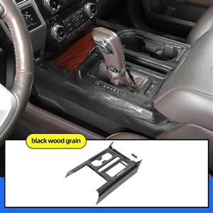 Original ABS Automobile Console Gear Shift Knob Box Panel Cover Car Shifters Decor For Ford F-150 - Black Wood Grain
