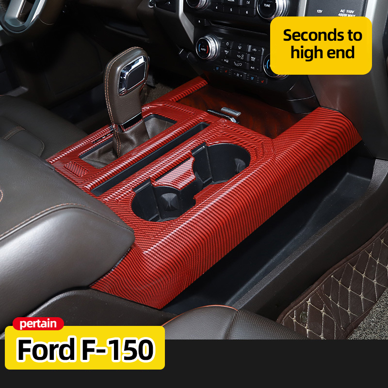 Original ABS Automobile Console Gear Shift Knob Box Panel Cover Car Shifters Decor For Ford F-150 - Red Carbon Fiber