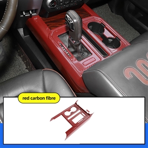 Original ABS Automobile Console Gear Shift Knob Box Panel Cover Car Shifters Decor For Ford F-150 - Red Carbon Fiber
