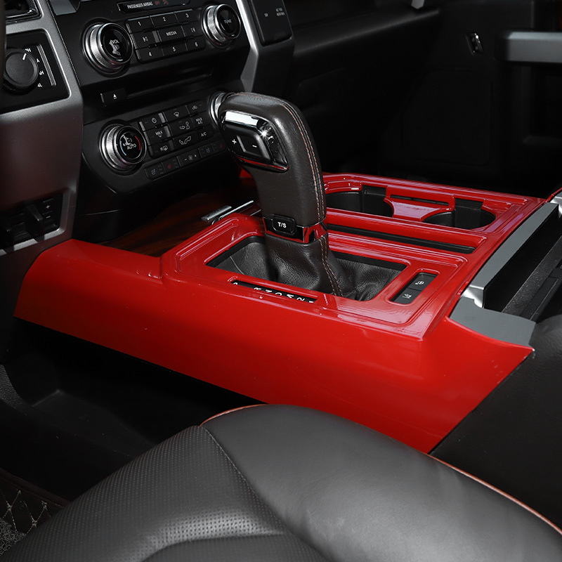 Original ABS Automobile Console Gear Shift Knob Box Panel Cover Car Shifters Decor For Ford F-150 - Red