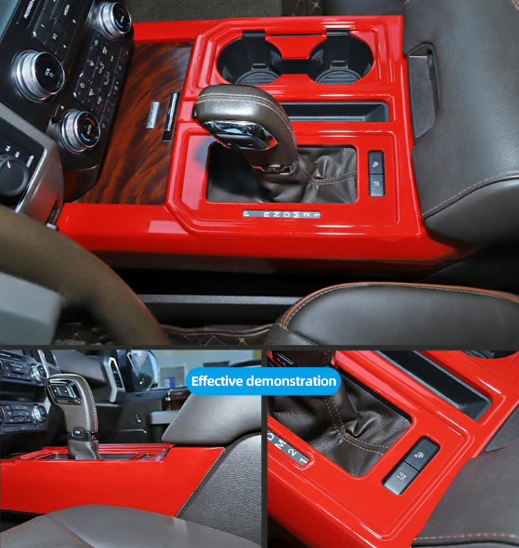 Original ABS Automobile Console Gear Shift Knob Box Panel Cover Car Shifters Decor For Ford F-150 - Red