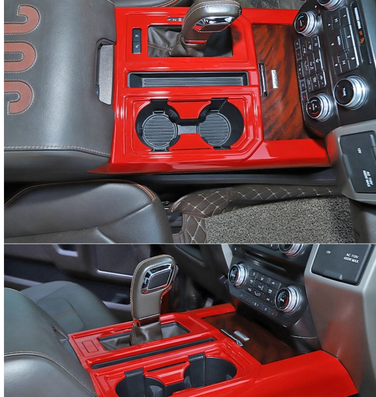 Original ABS Automobile Console Gear Shift Knob Box Panel Cover Car Shifters Decor For Ford F-150 - Red
