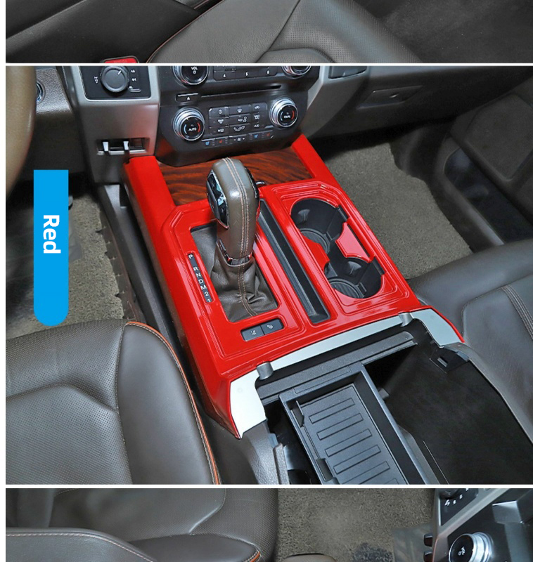 Original ABS Automobile Console Gear Shift Knob Box Panel Cover Car Shifters Decor For Ford F-150 - Red