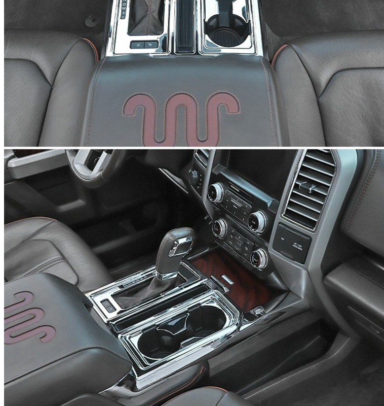 Original ABS Automobile Console Gear Shift Knob Box Panel Cover Car Shifters Decor For Ford F-150 - Silver