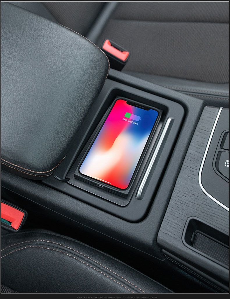 Original ABS Car Mobile Phone Wireless Charger 10W Auto Modification Upgrade QC3.0 PD Interface For Audi Q5 Q5L - Black