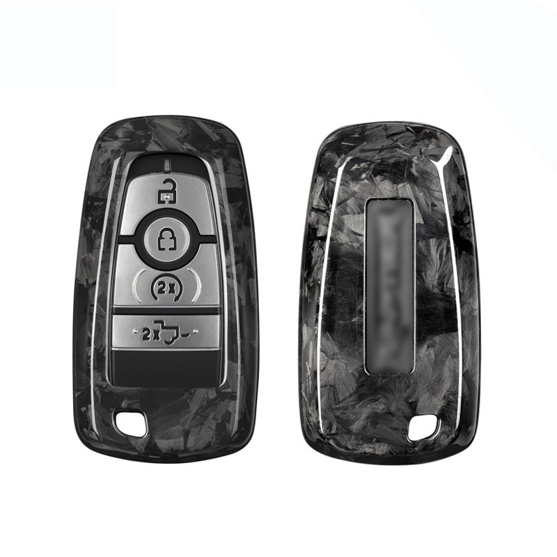 Top Grade Carbon Fibre Automobile Key Bags Forging Men Car Key Covers For Ford F-150 - Red 01