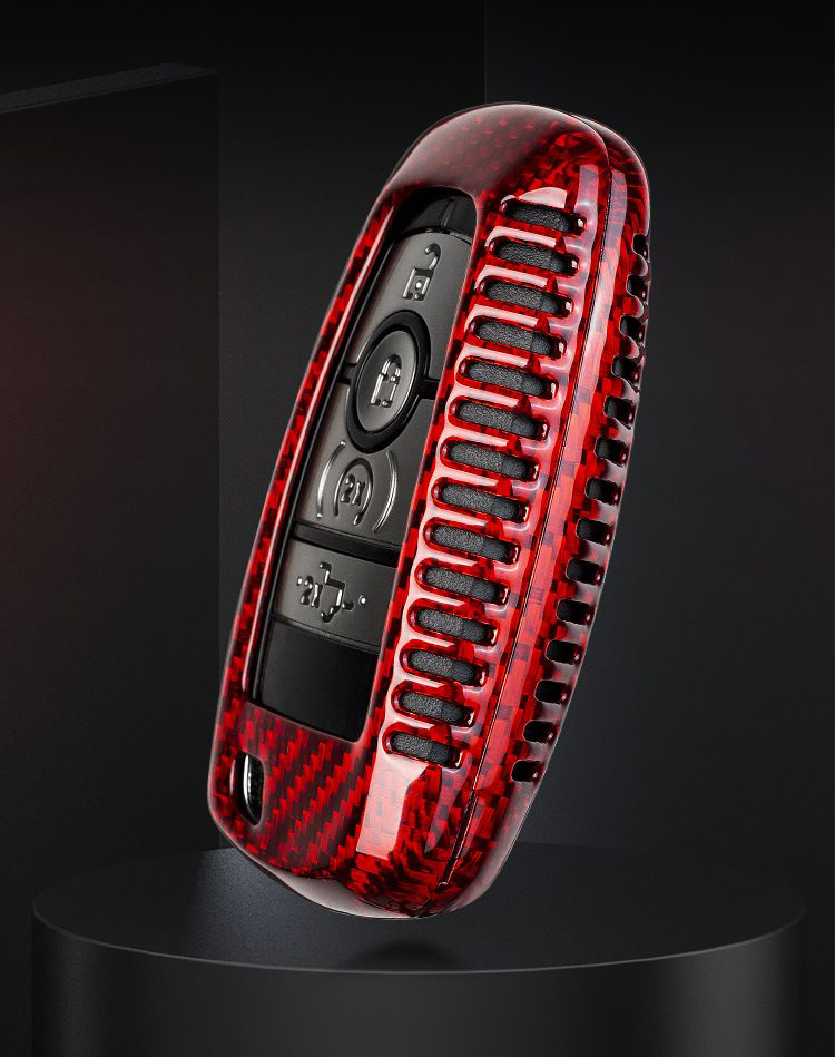 Top Grade Carbon Fibre Automobile Key Bags Forging Men Car Key Covers For Ford F-150 - Red 01