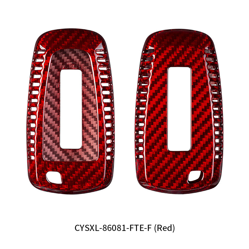 Top Grade Carbon Fibre Automobile Key Bags Forging Men Car Key Covers For Ford F-150 - Red 02