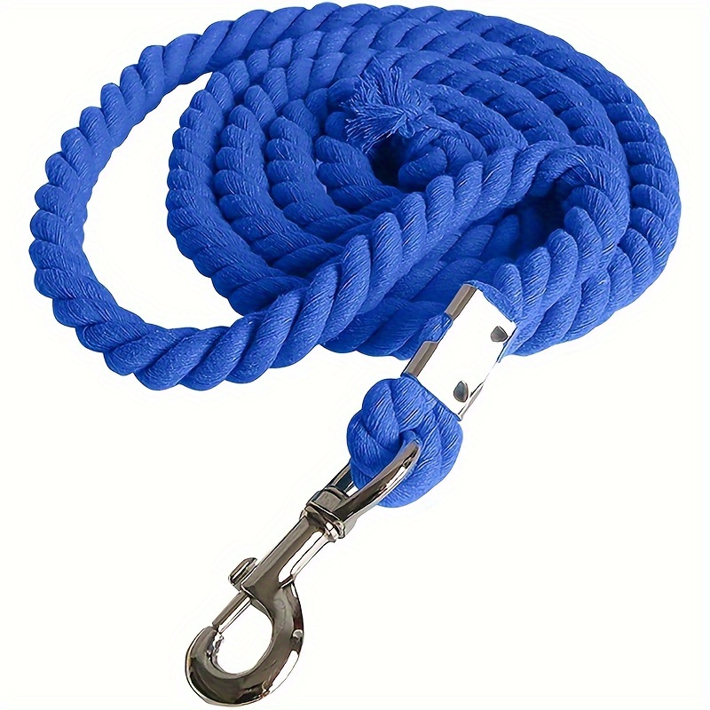 118 Inch Premium Cotton Horse Lead Rope Durable Anti-Static With Heavy-Duty Bolt Snap For All Occasions - Blue
