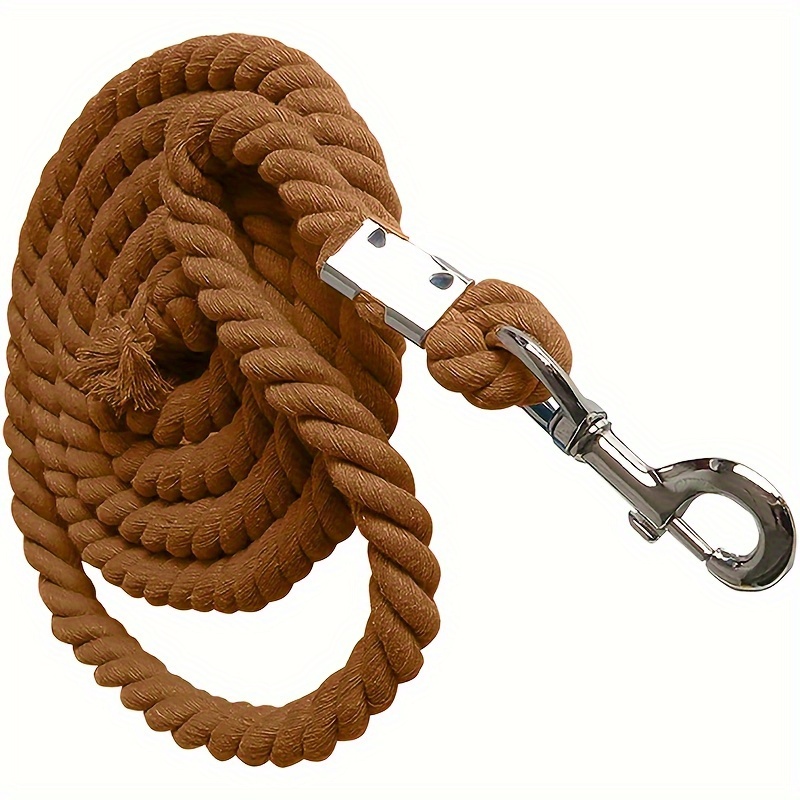 118 Inch Premium Cotton Horse Lead Rope Durable Anti-Static With Heavy-Duty Bolt Snap For All Occasions - Brown