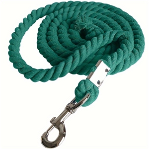 118 Inch Premium Cotton Horse Lead Rope Durable Anti-Static With Heavy-Duty Bolt Snap For All Occasions - Green