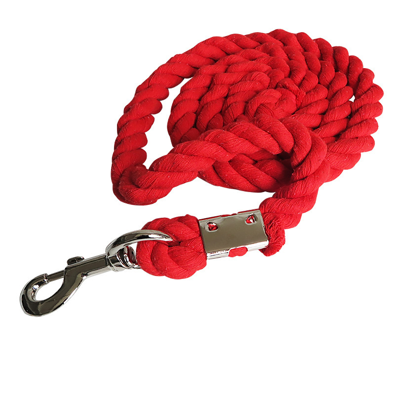 118 Inch Premium Cotton Horse Lead Rope Durable Anti-Static With Heavy-Duty Bolt Snap For All Occasions - Red