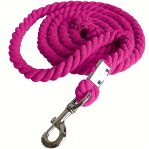 118 Inch Premium Cotton Horse Lead Rope Durable Anti-Static With Heavy-Duty Bolt Snap For All Occasions - Rose