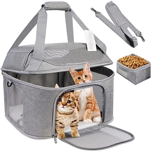2 Cat Carrier Handbag Backpack Ventilate Durable Polyester Zipper Closure For Cats Dogs Bags Ideal For Travel Outdoor Use - Grey