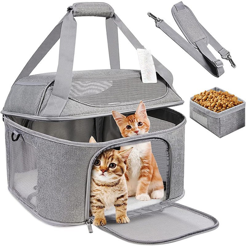 2 Cat Carrier Handbag Backpack Ventilate Durable Polyester Zipper Closure For Cats Dogs Bags Ideal For Travel Outdoor Use - Blue