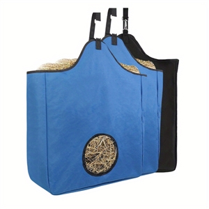 3 Packs Goat Hay Feeder Hay Bags Goats Horses Sheep Premium 600D Oxford Cloth Fastener Adjustable Feeding - 2Blue + 1Black