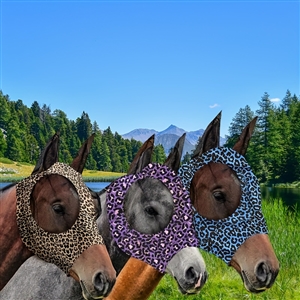3PCS Stretch Lycra Mosquito Repellent Summer Breathable Horse Fly Mask With Ears Mesh Rugged - Blue + Purple + Brown