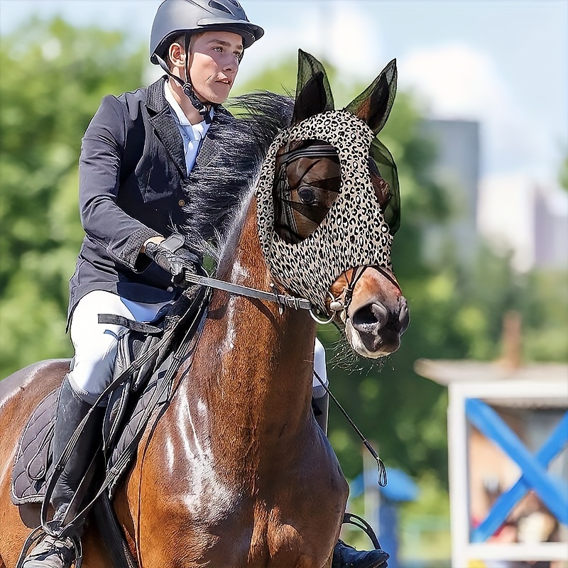 3PCS Stretch Lycra Mosquito Repellent Summer Breathable Horse Fly Mask With Ears Mesh Rugged - Blue + Purple + Brown