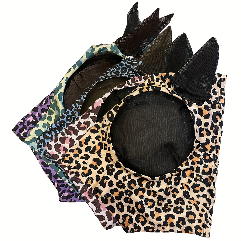 3PCS Stretch Lycra Mosquito Repellent Summer Breathable Horse Fly Mask With Ears Mesh Rugged - Blue + Purple + Brown