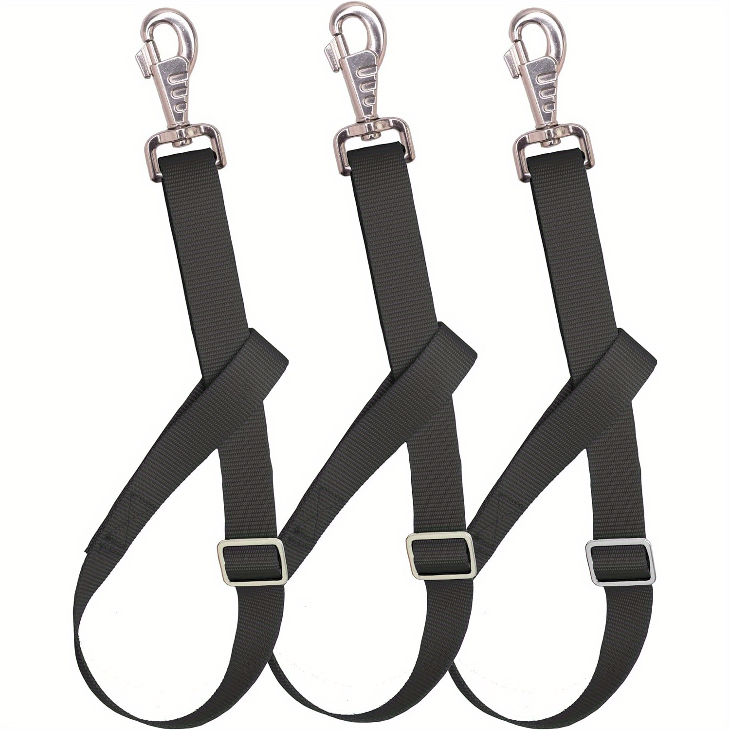 3Pack Heavy-Duty Acrylic Water Bucket Straps Horses Multipurpose Adjustable Stall Muck Supplies Hanging Straps - Black