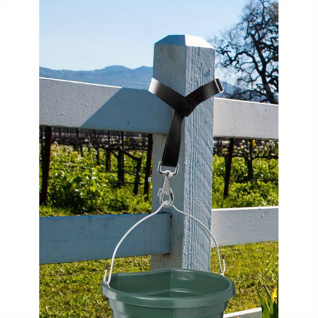 3Pack Heavy-Duty Acrylic Water Bucket Straps Horses Multipurpose Adjustable Stall Muck Supplies Hanging Straps - Black