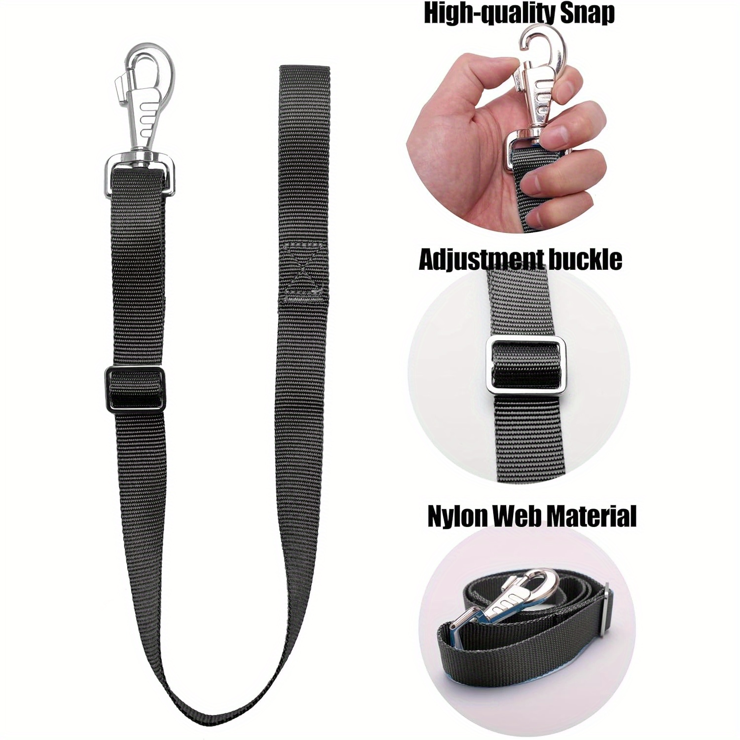 3Pack Heavy-Duty Acrylic Water Bucket Straps Horses Multipurpose Adjustable Stall Muck Supplies Hanging Straps - Black