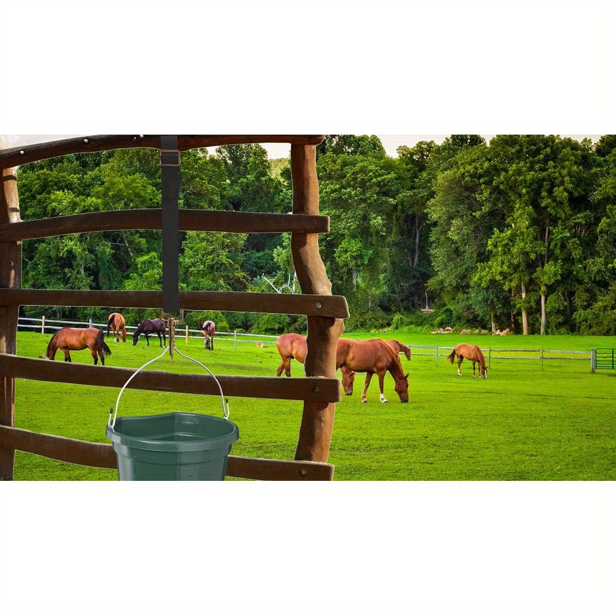 3Pack Heavy-Duty Acrylic Water Bucket Straps Horses Multipurpose Adjustable Stall Muck Supplies Hanging Straps - Black