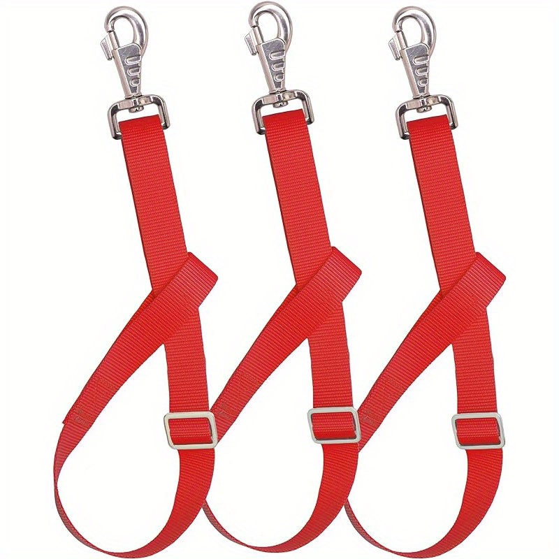 3Pack Heavy-Duty Acrylic Water Bucket Straps Horses Multipurpose Adjustable Stall Muck Supplies Hanging Straps - Red