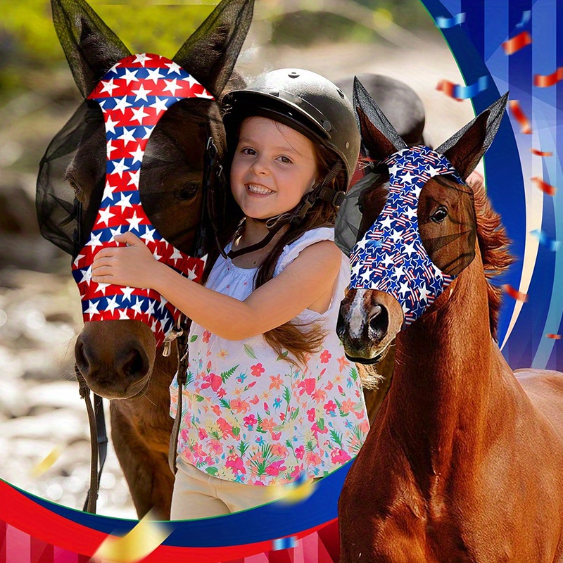 3Piece Face Mask Horse Fly Masks Set Comfortable Smooth Spandex Mosquito Insect Resistant Equine Face Covering - A 3PCS