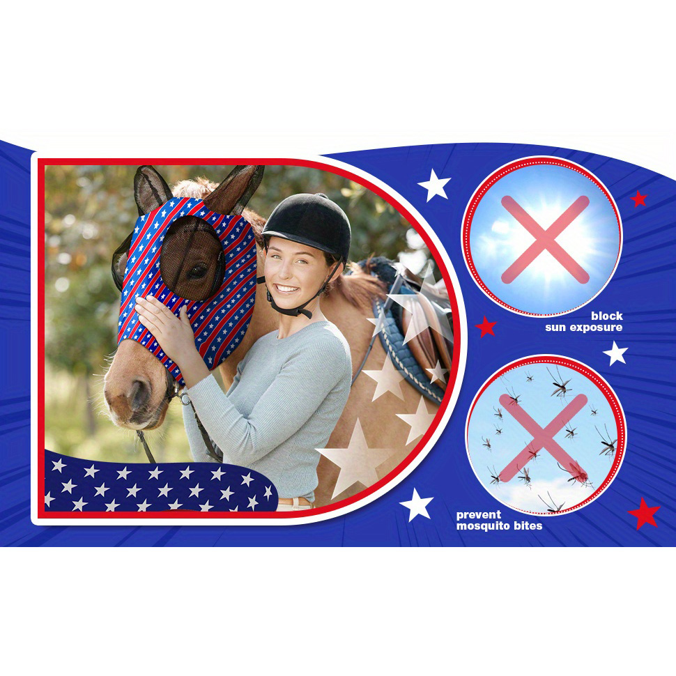 3Piece Face Mask Horse Fly Masks Set Comfortable Smooth Spandex Mosquito Insect Resistant Equine Face Covering - A 3PCS