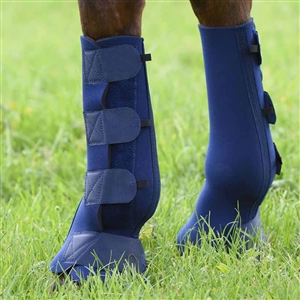 Adjustable Horse Fly Boots Harness Antifriction Neoprene Equine Guards Wraps Reduced Stomp Equestrian Gear - Blue