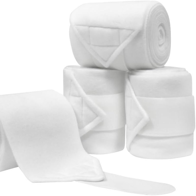 Adjustable Horse Leg Bandage Breathable Polar Fleece Equine Guards Insect-Repellent Wraps Reduced Fatigue Equestrian Gear - Black