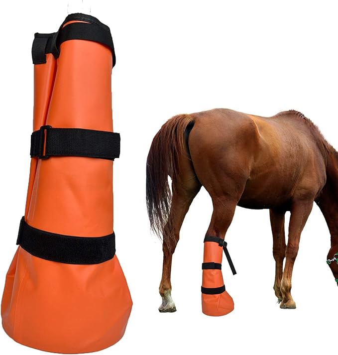 Adjustable Horse Leg Boots Breathable Mesh PVC Treatment Bag Treatment Bag With EVA Pad Reduce Damage Equestrian Gear - Orange