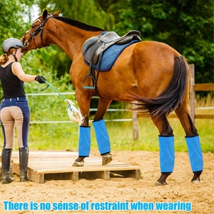 Adjustable Horse Leg Boots Breathable Mesh Polyester Equine Guards Insect-Repellent Wraps Reduced Fatigue Equestrian Gear - Blue
